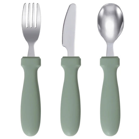 Toddler Junior Stainless Steel Cutlery Set - Sage