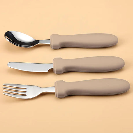 Toddler Junior Stainless Steel Cutlery Set - Sand