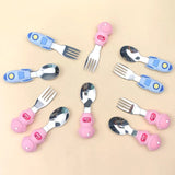 Baby Toddler Stainless Steel Cutlery Set - Astronaut Pink Blue