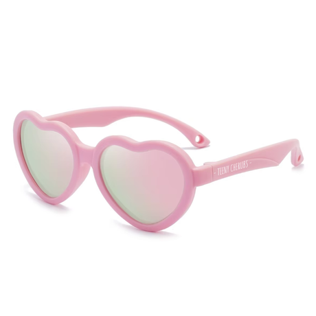 Teeny Baby Heart Polarized Sunglasses With Strap - Pink Reflective
