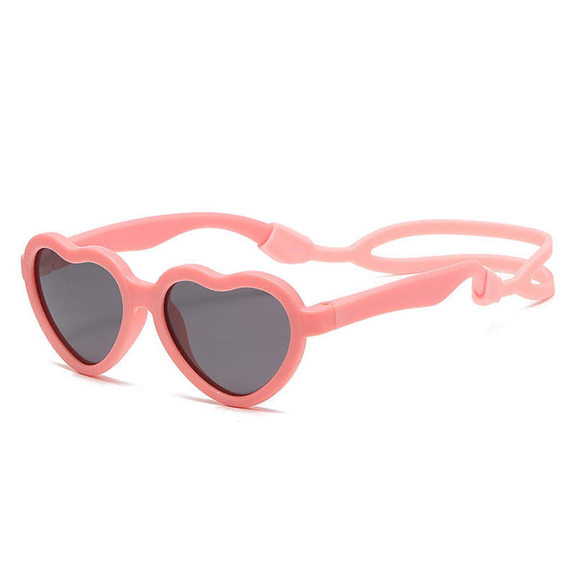 Teeny Toddler Junior Heart Polarized Sunglasses With Strap - Pink