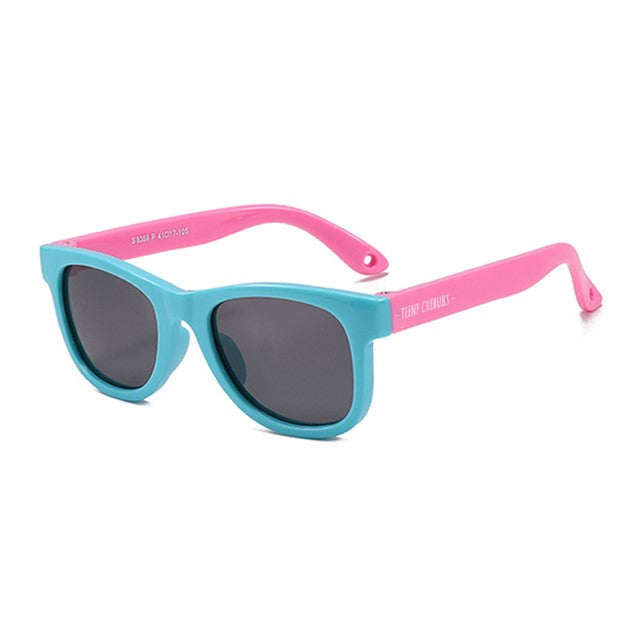 Teeny Baby Classic Wayfarer Polarized Sunglasses With Strap - Teal Pink