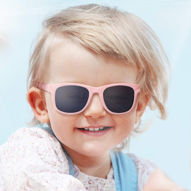 Teeny Baby Classic Wayfarer Polarized Sunglasses With Strap Girl Wearing Pink