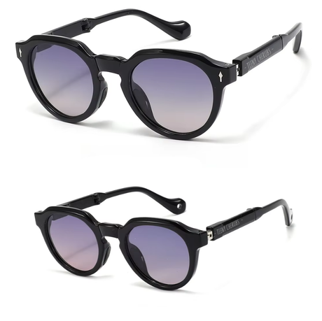 Parent Child Set (1 Parent, 1 Child) Foldable Polarized Sunglasses - Black