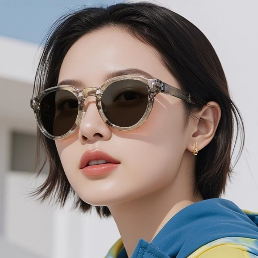 Parent Child Set (1 Parent, 1 Child) Foldable Polarized Sunglasses - Transparent Parent
