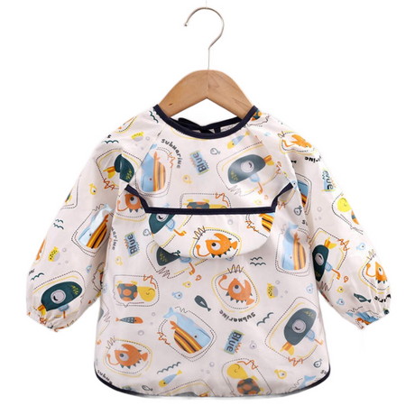 Teeny Baby Long Sleeve Apron Smock Bib - Colour Submarine