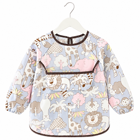 Baby Toddler Feeding Long Sleeve Apron Smock Bib - Lion Zoo