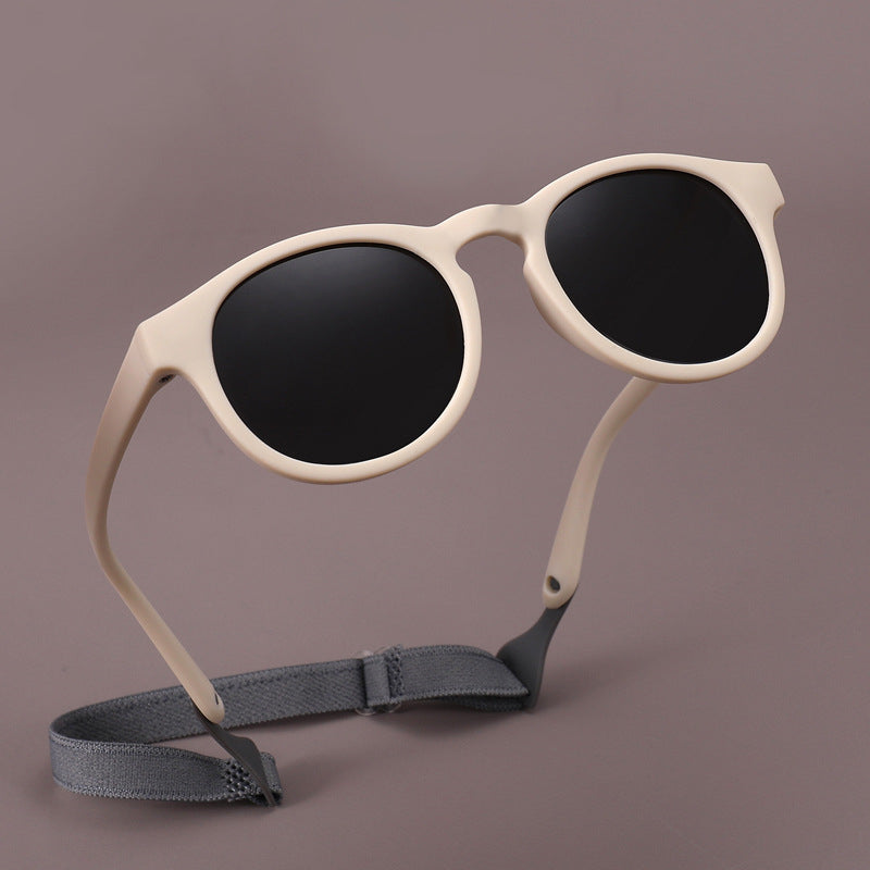 Teeny Baby Keyhole Polarized Sunglasses With Strap - Beige