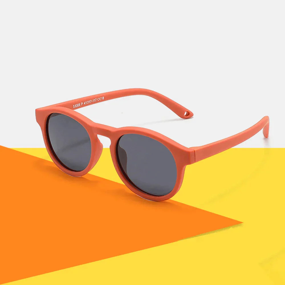 Teeny Baby Keyhole Polarized Sunglasses With Strap Orange Caramel