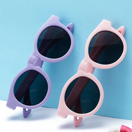 Teeny Baby Keyhole Polarized Sunglasses With Strap - Pink Violet
