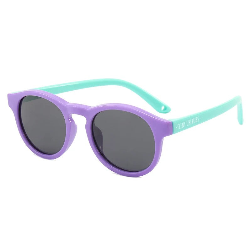 Teeny Baby Keyhole Polarized Sunglasses With Strap - Purple Teal