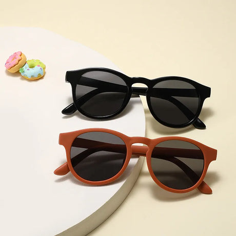 Teeny Toddler Junior Keyhole Polarized Sunglasses With Strap Black Orange