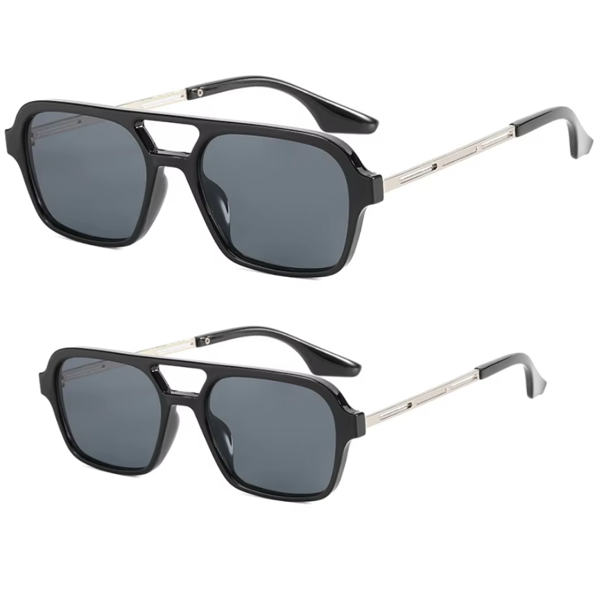 Adult Child Set (1 Adult, 1 Child) UV400 Sunglasses - Black Pair