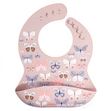 Silicone Waterproof Baby Bib - Butterflies Pink