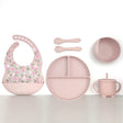 Silicone Baby Feeding Set 6pcs - Dusty Pink Roses