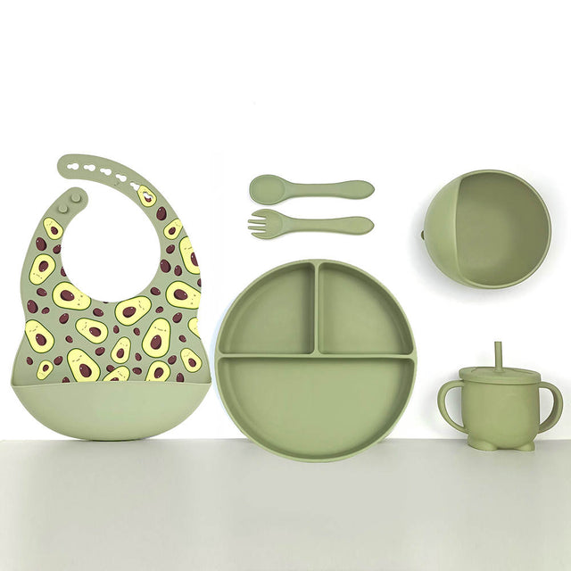 Silicone Baby Feeding Set 6pcs - Matcha Green Avocado