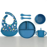 Silicone Baby Feeding Set 6pcs - Ocean Blue Space