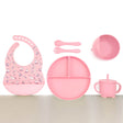 Silicone Baby Feeding Set 6pcs - Pink Unicorns