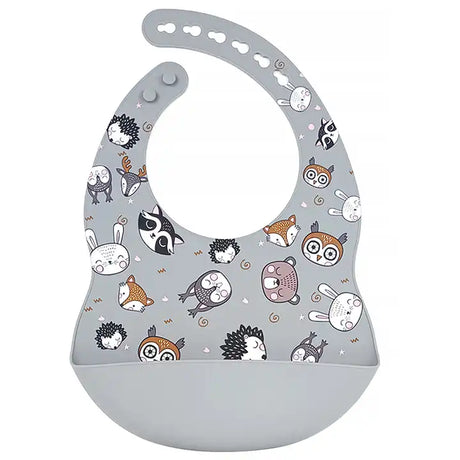 Silicone Waterproof Baby Bib - Graphite Forest