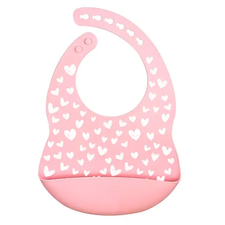 Silicone Waterproof Baby Bib - Pink Hearts