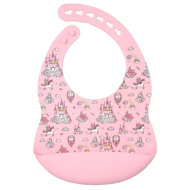 Silicone Waterproof Baby Bib - Pink Unicorns