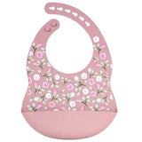 Silicone Waterproof Baby Bib - Powder Roses