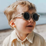 Toddler Wearing Teeny Chocolate Baby Sunglasses UV400