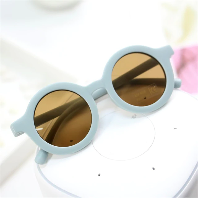 Teeny Dusty Blue Matte Baby Toddler Round Sunglasses