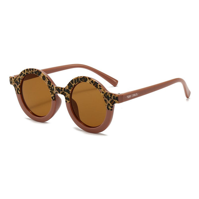 Teeny Baby Toddler Round Sunglasses - Grape Leopard