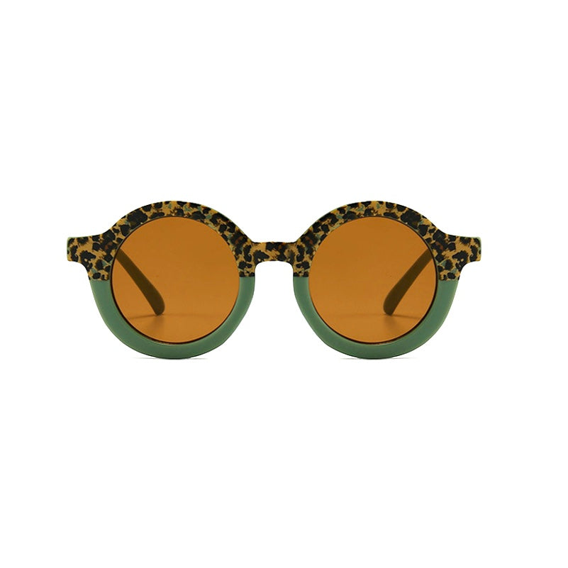 Teeny Baby Toddler Round Sunglasses - Green Leopard UV400 CE
