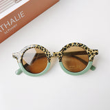 Teeny Baby Toddler Round Sunglasses - Green Leopard UV400 CE