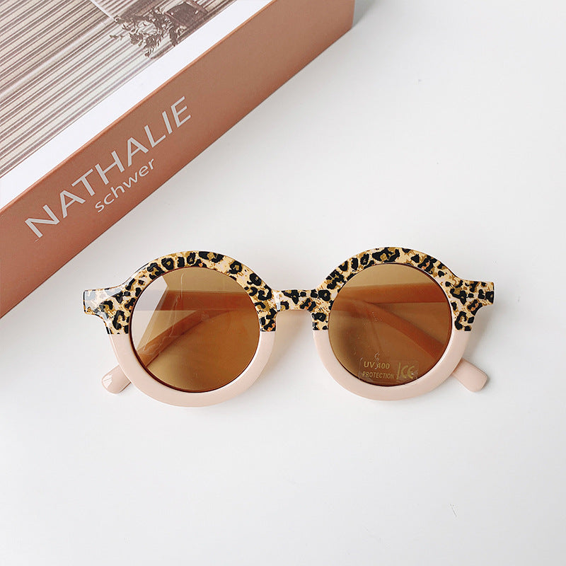 Teeny Peach Leopard Baby Toddler Round Sunglasses UVA400 CE