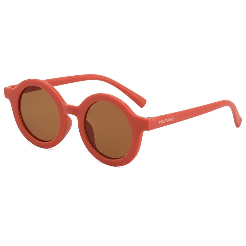 Teeny Burnt Orange Baby Toddler Round Sunglasses