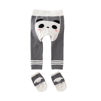 Teeny Bumbo Baby Toddler Crawls With Grip Socks - Grey Panda
