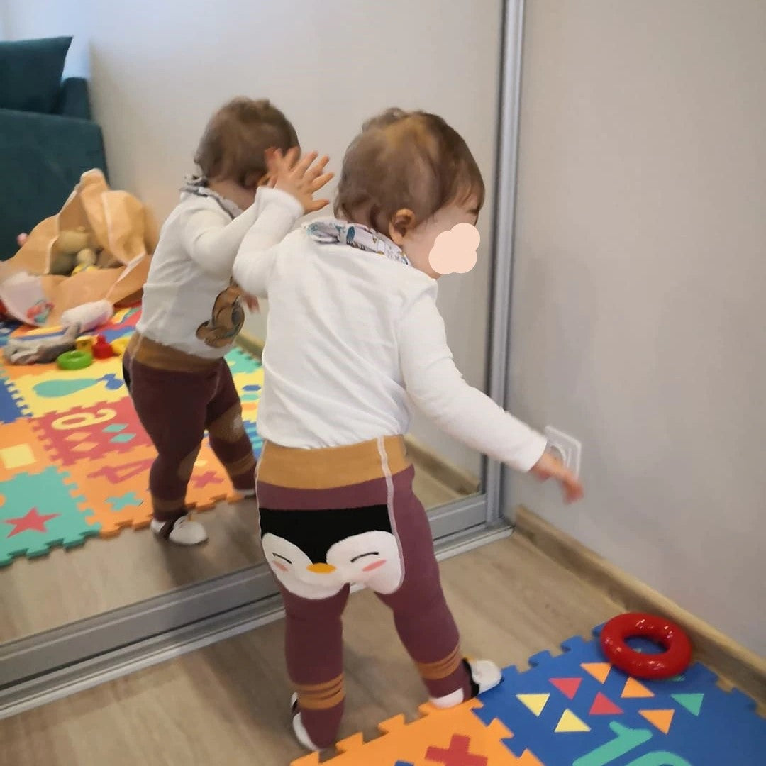 Teeny Bumbo Baby Toddler Crawls With Grip Socks - Penguin Back