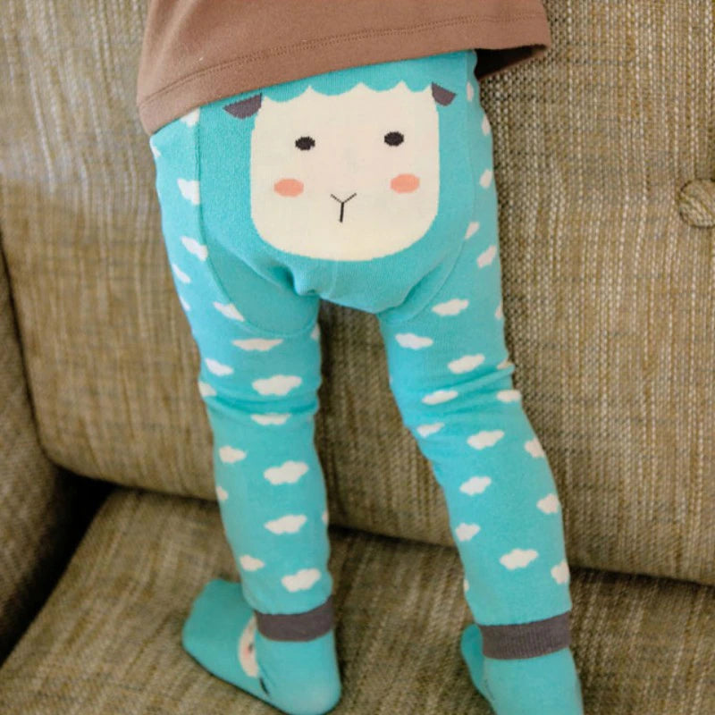 Teeny Bumbo Baby Toddler Leggings With Grip Socks - Blue Puppy Back