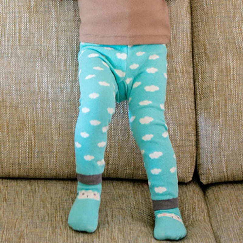 Teeny Bumbo Baby Toddler Leggings With Grip Socks - Blue Puppy Front