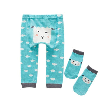 Teeny Bumbo Baby Toddler Leggings With Grip Socks - Blue Puppy