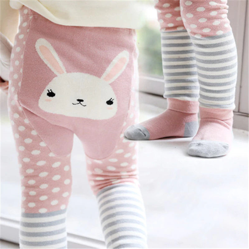 Teeny Bumbo Baby Toddler Leggings With Grip Socks Pink Bunny Teeny Cherubs