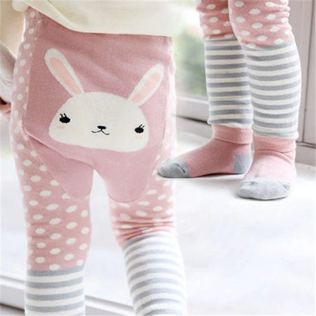 Teeny Bumbo Baby Toddler Leggings With Grip Socks - Pink Bunny Back