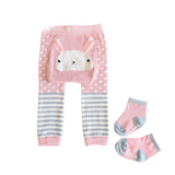 Teeny Bumbo Baby Toddler Leggings With Grip Socks - Pink Bunny