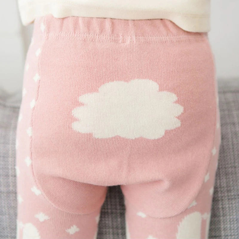 Teeny Bumbo Baby Toddler Leggings With Grip Socks - Pink Cloud Close