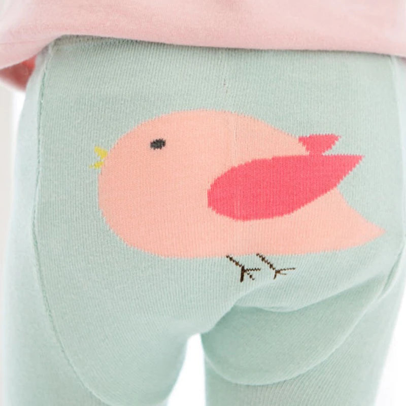 Teeny Bumbo Baby Toddler Leggings With Grip Socks - Teal Birdy Close