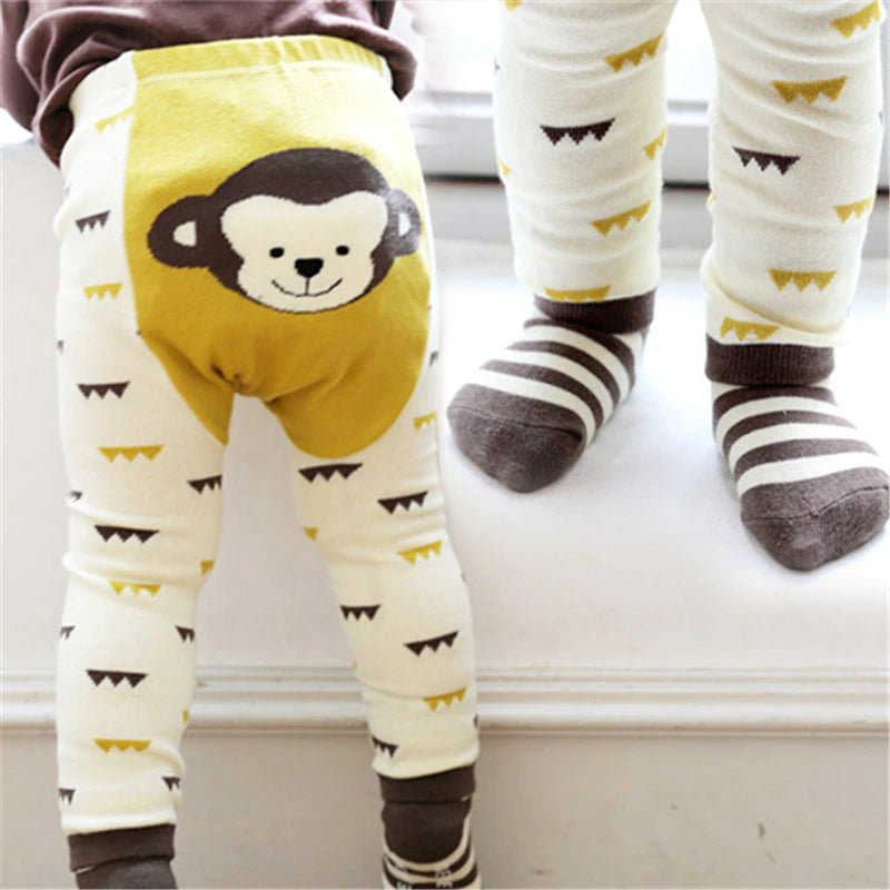 Teeny Bumbo Baby Toddler Leggings With Grip Socks - Yellow Monkey Legs