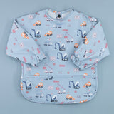 Teeny Baby Long Sleeve Waterproof Apron Smock Bib - Blue Tractors