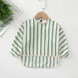 Teeny Baby Long Sleeve Waterproof Apron Smock Bib - Green Stripes