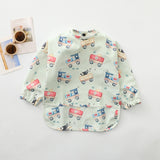 Teeny Baby Long Sleeve Waterproof Apron Smock Bib - Trains & Trucks