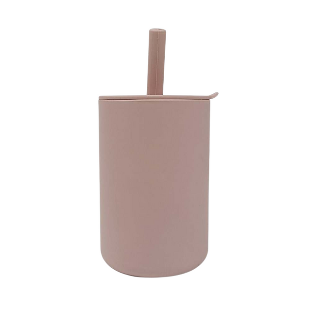Silicone Non-spill Tall Straw Cup - Dusty Pink freeshipping - -Teeny Cherubs-