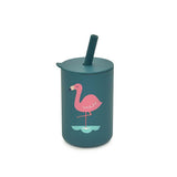 Baby Toddler Silicone Non-spill Printed Straw Cup - Flamingo