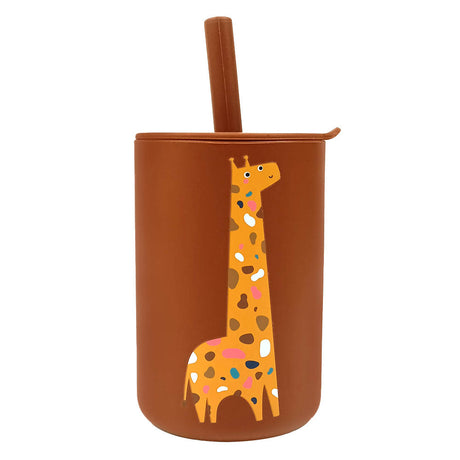 Baby Toddler Silicone Non-spill Printed Straw Cup - Giraffe
